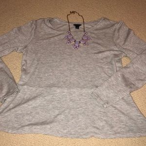 Ann Taylor Grey Peplum Top